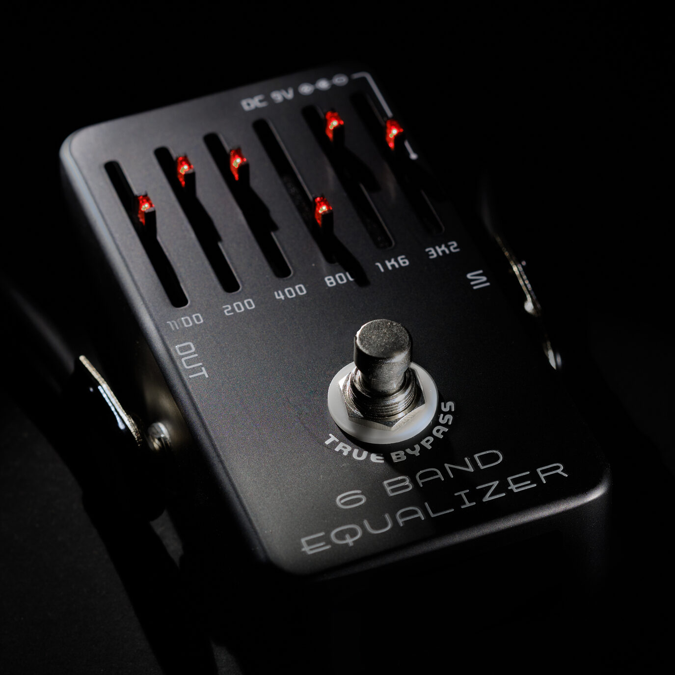 Close Up View Black Color Guitar Pedal Equalizer Digital Device